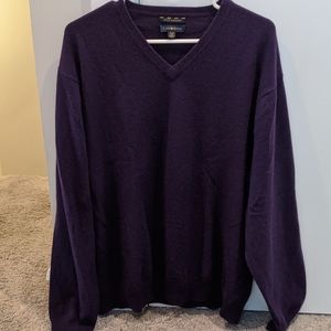 Purple Club Room Cashmere V-neck Sweater, XXL